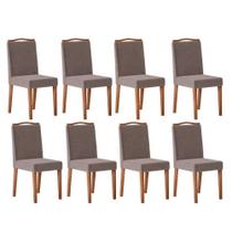 Kit 8 Cadeiras de Jantar Atenas N04 Veludo Vanilla/Ipê - Mpozenato