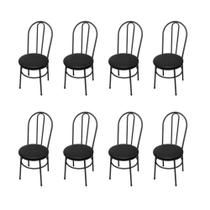 Kit 8 Cadeiras De Jantar Cozinha Milla Preto/Preto - Açomix Kit 8 Cadeiras De Jantar Cozinha Milla Preto/Preto - Açomix