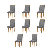 Kit 8 Cadeiras de Jantar Desmontável Pés em Madeira Maciça Isabel 45cm X 100cm Suede Cinza