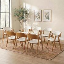 Kit 8 Cadeiras de Jantar Estofadas em Madeira Maciça e material sintético Dalia