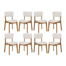 Kit 8 Cadeiras de Jantar Frame em Madeira Estofada Camurça Bege Claro N12 RMI