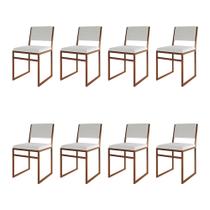 Kit 8 Cadeiras De Jantar Industrial Isa Assento material sintético Branco Base Cobre