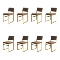 Kit 8 Cadeiras De Jantar Industrial Isa Assento Veludo Marrom Base Dourado