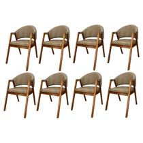 Kit 8 Cadeiras de Jantar Madeira Maciça Amêndoa Ravena Impermeável Monterey Bege CCS