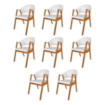 Kit 8 Cadeiras De Jantar Madeira Maciça Cerejeira Premium Helen Facto Branco