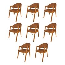 Kit 8 Cadeiras De Jantar Madeira Maciça Cerejeira Premium Helen Facto Caramelo