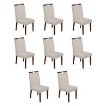 Kit 8 Cadeiras de Jantar Madeira Maciça Mel Premium Heloísa Veludo Bege