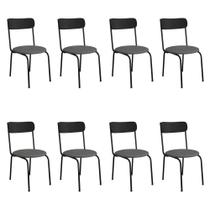 Kit 8 Cadeiras de Jantar Malva Encosto Preto e Assento Cinza Ferro Preto - Pallazio Kit 8 Cadeiras de Jantar Malva Encosto Preto e Assento Cinza Ferro Preto - Pallazio