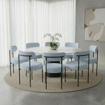 Kit 8 Cadeiras de Jantar Margara MDF e Aço Bouclê Ted Azul D'Rossi