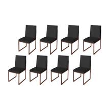Kit 8 Cadeiras de Jantar Metálica Bronze com Suede Preto Garden - Mafer