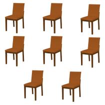 Kit 8 Cadeiras de Jantar Pérola Estofadas em Veludo Terracota Base Madeira Maciça Imbuia
