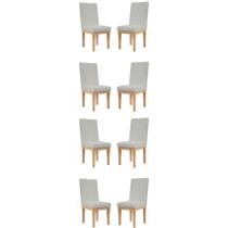 KIT 8 Cadeiras de Jantar Reforçadas Estofadas Luxo em Linho