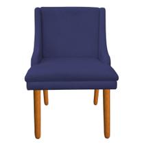 Kit 8 Cadeiras de Jantar Suede Azul Marinho Pés Palito Kit 8 Cadeiras de Jantar Suede Azul Marinho Pés Palito