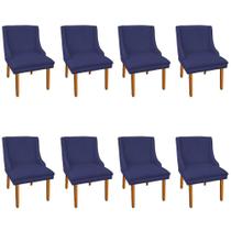 Kit 8 Cadeiras de Jantar Suede Pés Palito Azul Marinho Kit 8 Cadeiras de Jantar Suede Pés Palito Azul Marinho