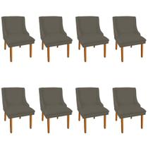 Kit 8 Cadeiras de Jantar Suede Pés Palito Marrom Rato