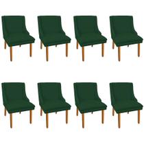 Kit 8 Cadeiras de Jantar Suede Pés Palito Verde Kit 8 Cadeiras de Jantar Suede Pés Palito Verde