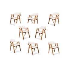 Kit 8 Cadeiras de Madeira Maciça Encosto Anatômico com Apoio no Braço Dalia Kit 8 Cadeiras de Madeira Maciça Encosto Anatômico com Apoio no Braço Dalia