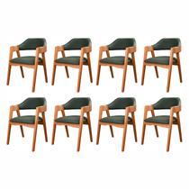 Kit 8 Cadeiras de Madeira Maciça Tauari, Estofada e Braço com Corda Náutica Bélgica Espresso Móveis