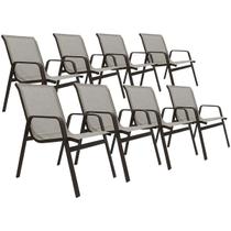 Kit 8 Cadeiras de Piscina Resistente para Condomínio Hotel Praia
