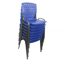 Kit 8 Cadeiras de Plástico Polipropileno LG flex Reforçada Empilhável Azul
