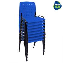 Kit 8 Cadeiras de Plástico Polipropileno LG flex Reforçada Empilhável Azul