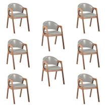 Kit 8 Cadeiras Decorativa Sala de Jantar Luxo Larissa Facto Prata Brilho - Mozzelar