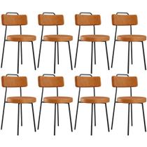 Kit 8 Cadeiras Decorativas Estofada Para Sala De Jantar Barcelona L02 material sintético Canela - Lyam Decor
