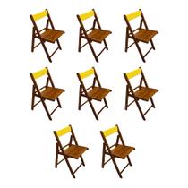 Kit 8 Cadeiras Dobraveis em Madeira Robusta Yellow - Castanho