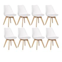 Kit 8 Cadeiras Eames Wood Leda Design - Branco Kit 8 Cadeiras Eames Wood Leda Design - Branco