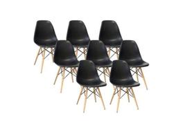 Kit 8 Cadeiras Eiffel Charles Eames Dkr Base Madeira Preta Kit 8 Cadeiras Eiffel Charles Eames Dkr Base Madeira Preta