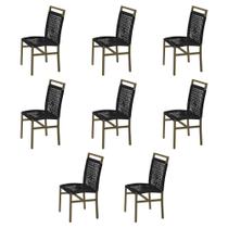 Kit 8 Cadeiras em Corda Náutica Preta e Alumínio Champagne Liza para Área Externa - STAR MOBILIA