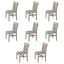 Kit 8 Cadeiras em Corda Náutica Rami e Alumínio Champagne Liza para Área Externa