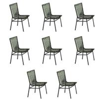 Kit 8 Cadeiras em Corda Náutica Verde e Alumínio Preto Veneza para Área Externa - STAR MOBILIA