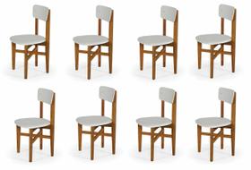 Kit 8 Cadeiras em Madeira Maciça Elisa para Sala de Jantar Off-white