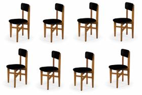 Kit 8 Cadeiras em Madeira Maciça Elisa para Sala de Jantar Preto