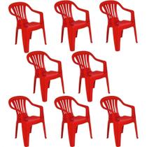 Kit 8 Cadeiras em Plastico Vermelha Suporta Ate 182 Kg Mor