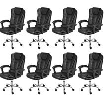 Kit 8 Cadeiras Escritório Presidente Estofada material sintético Jacarta Kit 8 Cadeiras Escritório Presidente Estofada material sintético Jacarta