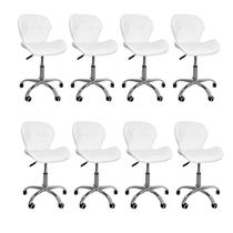 Kit 8 Cadeiras Escritório Slim Vegas Base Giratória Estofada Branco