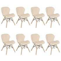 Kit 8 cadeiras estofadas Charles Eames Eiffel Slim Wood confort