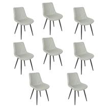 Kit 8 cadeiras estofadas design industrial Chicago Cinza Claro Kit 8 cadeiras estofadas design industrial Chicago Cinza Claro