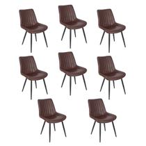 Kit 8 cadeiras estofadas design industrial Chicago Marrom Café Kit 8 cadeiras estofadas design industrial Chicago Marrom Café