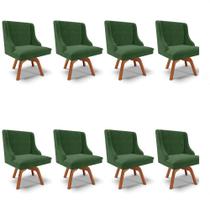 Kit 8 Cadeiras Estofadas Giratória para Sala de Jantar Lia Suede Verde - Ibiza