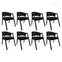 Kit 8 Cadeiras Estofadas para Mesa de Jantar Ravena em Madeira Capuccino Preto CCS