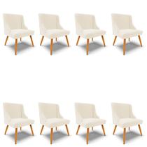 Kit 8 Cadeiras Estofadas para Sala de Jantar Pés Palito Lia Veludo Bege - Ibiza
