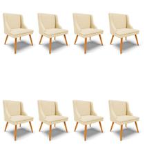 Kit 8 Cadeiras Estofadas para Sala de Jantar Pés Palito Lia Veludo Off White Luxo - Ibiza Kit 8 Cadeiras Estofadas para Sala de Jantar Pés Palito Lia Veludo Off White Luxo - Ibiza