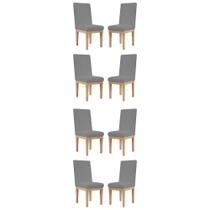 Kit 8 Cadeiras Estofadas Reforçada Para Sala De Jantar Linho