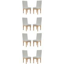 Kit 8 Cadeiras Estofadas Reforçada Para Sala De Jantar Linho