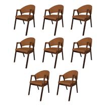 Kit 8 Cadeiras Facto Helen Premium para Sala de Jantar Design Moderno em Madeira Maciça - Caramelo Kit 8 Cadeiras Facto Helen Premium para Sala de Jantar Design Moderno em Madeira Maciça - Caramelo