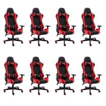 Kit 8 Cadeiras Gamer Giratória One Shot Preto/Vermelho Kit 8 Cadeiras Gamer Giratória One Shot Preto/Vermelho