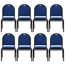 Kit 8 Cadeiras Hoteleiras Auditório Empilhável Linho M23 Azul - Mpozenato